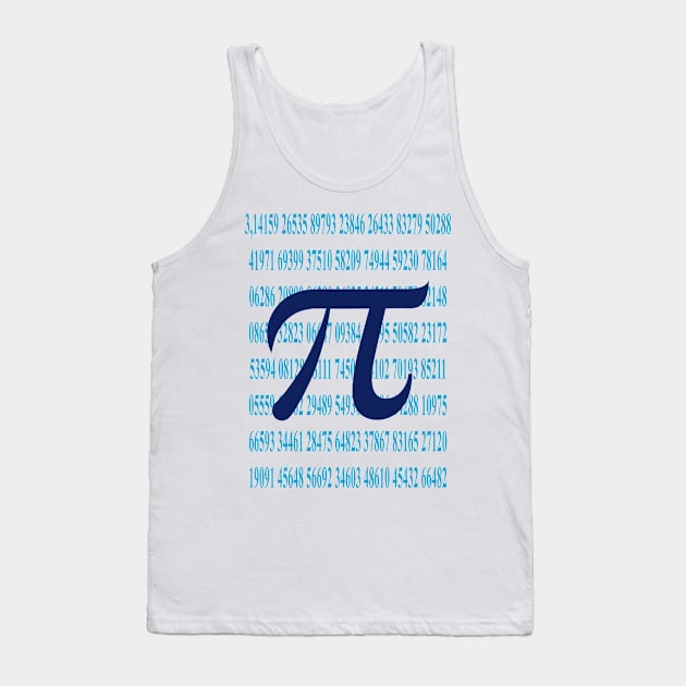 Dark Blue Pi And Light Blue Numbers Tank Top by RPMELO